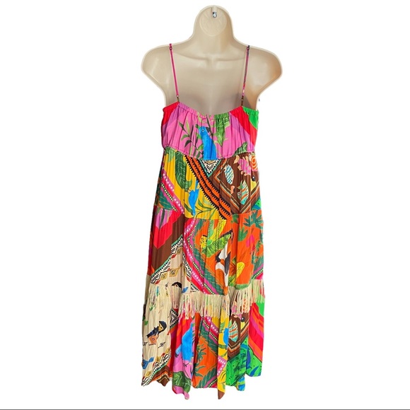 FARM Rio Palila Fringed Midi Dress Size Medium - Picture 5 of 5